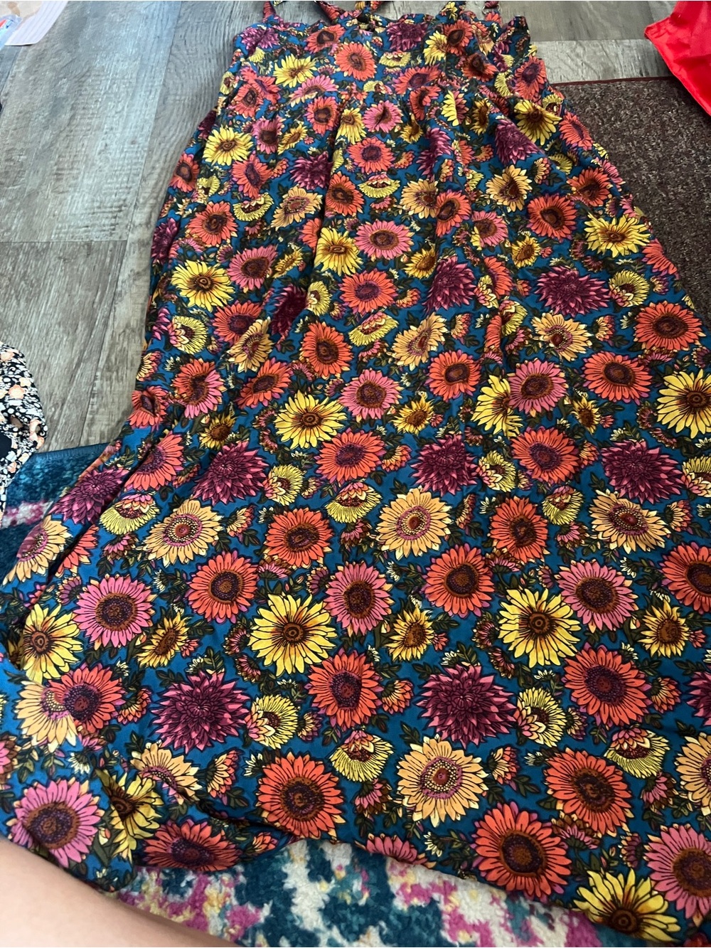 Natural Life Patti Tie-Front Maxi Dress Sunflower Floral Size M Bobo Hippie - Picture 14 of 14